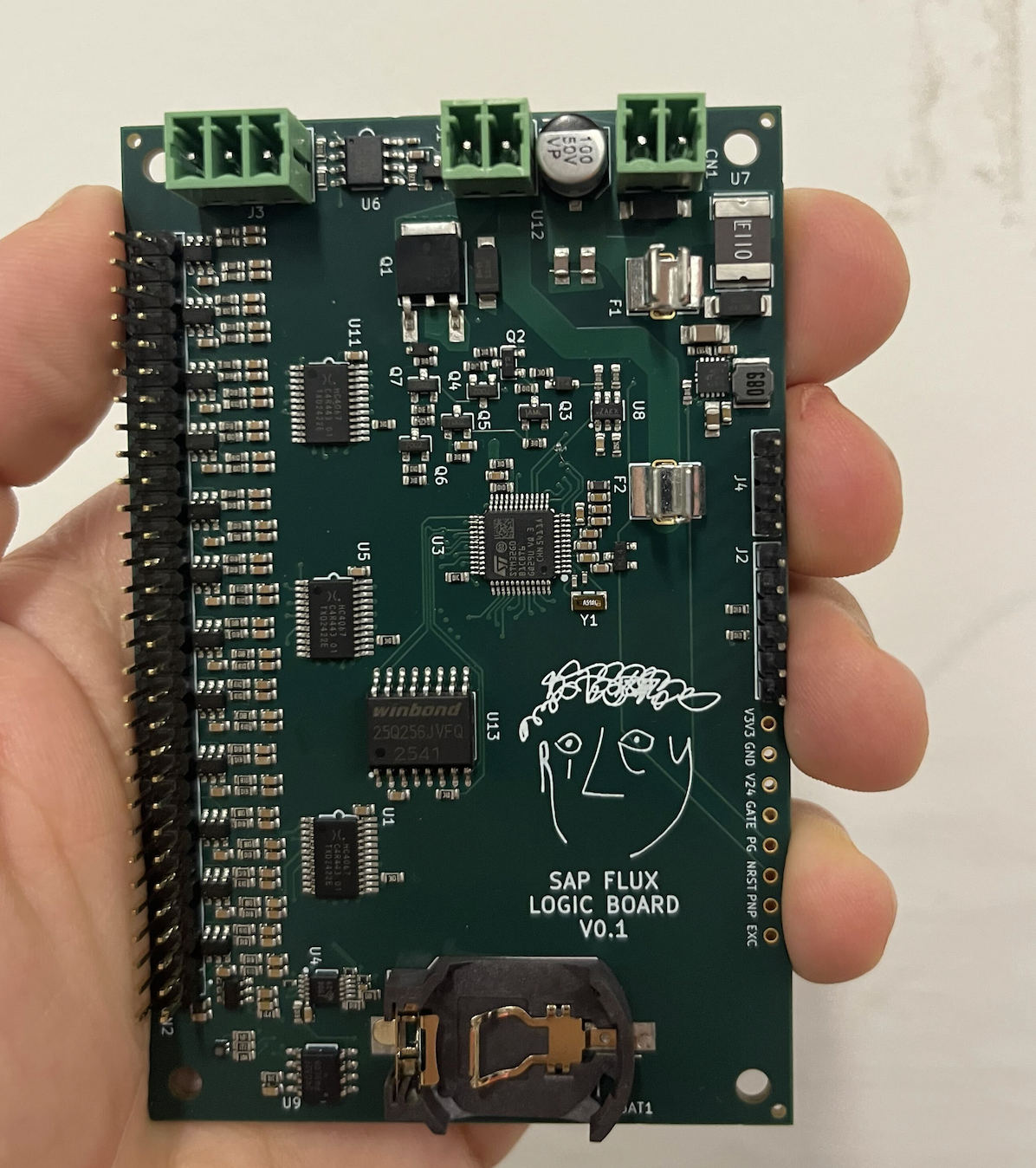 Prototype sap flux logic board